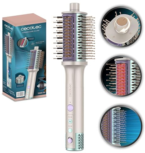 Cecotec CeramicCare Allin1 värmeborste 1 500 W 4-i-1, 3 luftriktningar och keramisk beläggning för snabb torkning och mångsidig styling.