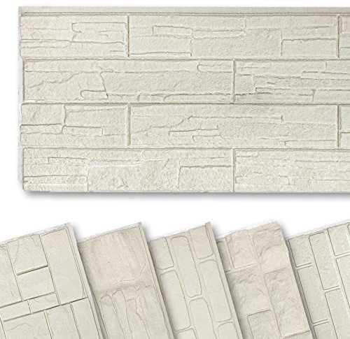 HEXIM Fassadenpaneele Steinoptik EPS Styropor - 121x50 cm Paneele Außen & Innen Verblender Rückwand Wandverkleidung Steintapete Dekoration Steinimitat Wärmedämmung (0,57m² FP102)