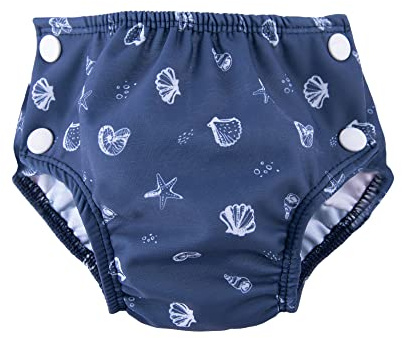 Popolini Badewindel Sea Shells ideal für Badeausflug und Babyschwimmen (S ~3-9 kg)