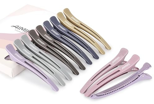 AIMIKE Haarklammern Friseur, No-Trace Abteilklammern Friseur,12 Pcs Morandi | Haarclips zum Stylen und Schneiden, Lockenwickler Klammern,Professionelle Salon Haarklammer, Rutschfeste & Kein Ziepen