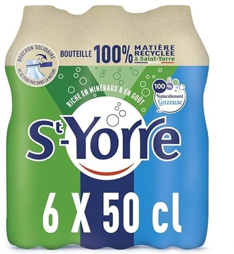 St Yorre - Pack de 6 Bouteilles dEau Minérale Naturelle Gazeuse - 6X50Cl - L'Unité