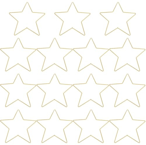 IMIKEYA 15 Stück Metallring Stern Gold 30 cm, Metallsterne zum Basteln Traumfänger Makramee Metallringe in Sternform goldene Sterne Bastelringe zum Aufhängen Weihnachtsdeko Kranzdrahtrahmen