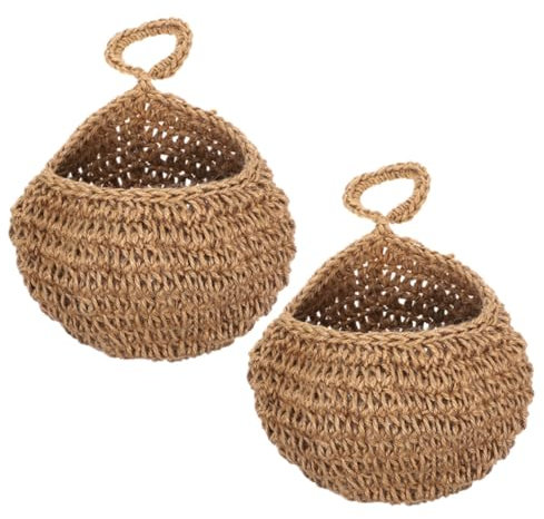 MUCKLILY 2st Obstkorb Zum Aufhängen Boho Wandkörbe Aufbewahrungskorb Für Aufbewahrungskorb Zum Weben Eieraufbewahrungskorb Obstorganisator Gemüsekorb Aus Jute Hanfseil Kabinett Handbuch
