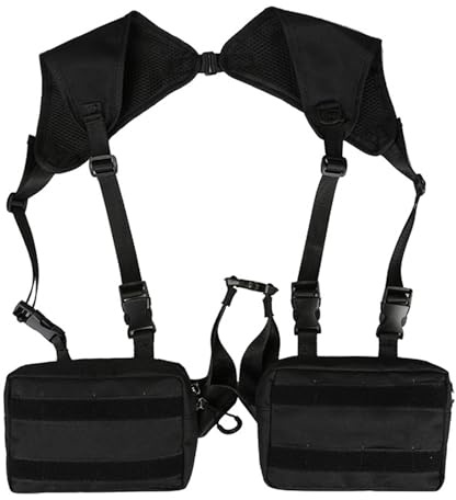 Maizoon Anti-Diebstahl-Brusttasche für Männer und Frauen Streetwear Taktischer Rucksack Lässige verstellbare Schultergurtweste Ideal zum Angeln Wandern Radfahren Schwarz