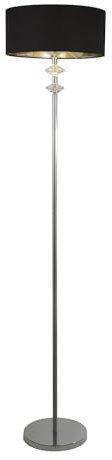 Licht-Erlebnisse Stehleuchte klein 157,5 cm hoc Ø 35 cm E27 Chrom Schwarz Stoff Metall Modern Stehlampe Wohnzimmer JAXON