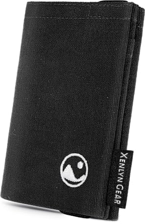 XENLYN GEAR Ultr-Slim Trifold Wallet - Minimalist Fabric Card Holder with Elastic Security Band & RFID Blocking Card - Durable Water Resistant Sport Purse for Men, Hiking, Construction Work