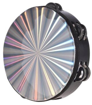 Lpitoy Hölzerne Strahlende Tamburin-handglocke, Handtrommel Mit Zweireihigen Schellen, Reflektierender Trommelkopf, Schlaginstrument (20,3 cm)