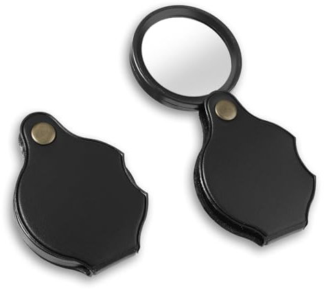 Dimeho Lot de 2 mini loupes de poche 10x - Loupe lecture pliable - Petite loupe pour la lecture, les livres, les journaux, cartes, bijoux, la réparation bijoux
