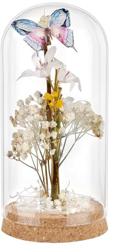PH PandaHall Glas-Display-Kuppel-Cloche 18.5x9cm Glasglocke mit Kork Kleine Glasflaschen Kuppel Dekorative Cloche für Blumenaufbewahrung Haus Weihnachtsdekoration