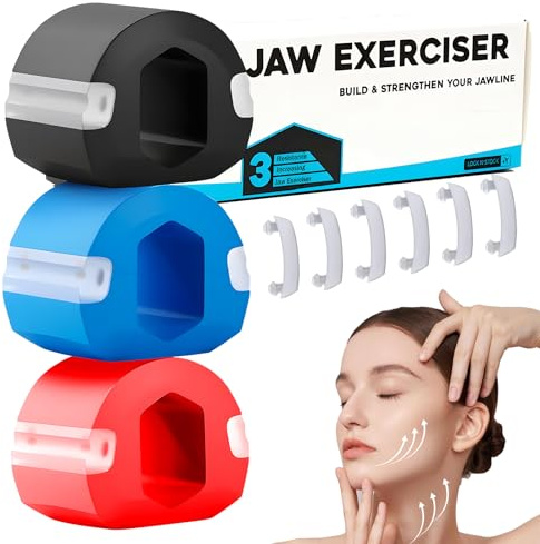 mohito Jawline Trainer Set, Kiefertrainer für Kiefer-Optimierung, Kiefer Trainer für Männer und Frauen, mit 3 Halsketten, Effektiver Doppelkinn-Entferner