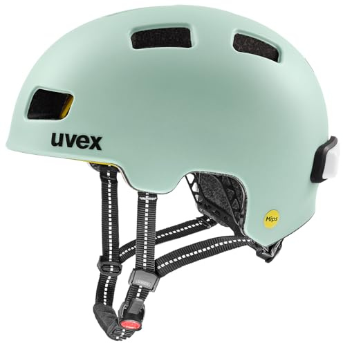 uvex City 4 MIPS - Leichter Fahrradhelm für Damen und Herren - MIPS-Sysytem - inkl. LED-Licht - Light Jade matt - 58-61 cm