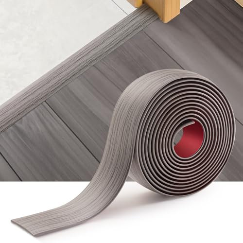 INMOZATA 2M Self Adhesive Vinyl Flooring Threshold Transition Strip,Flat Laminate Profile Flooring Edge Trim Strip,Floor Strip Floor Flat Divider Strip for Joining Floor Gaps(4cm,Grey)