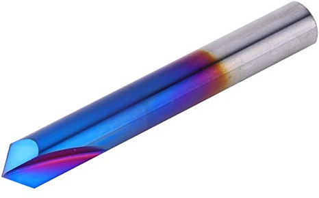 Fraise en Bout de Chanfrein à 90 Degrés, Fraise en Carbure cémenté en Acier au Tungstène à Revêtement Bleu, Fraise Robuste pour Machines-outils, Fraiseuses, 2 Cannelures, Angle