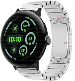 Länkarmband i rostfritt stål passar for Google Pixel Watch 3 45 mm band passform for GOOGLE PIXEL 3 45MM Business Herrremstillbehör(Black silver-1)