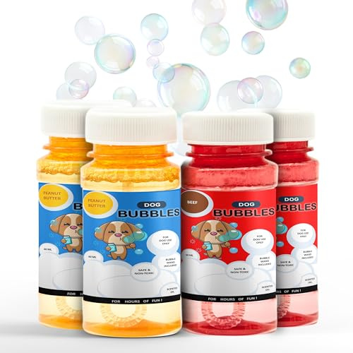 Petopedia 4 x Hundeblasen mit Erdnussbutter & Rindfleischduft für interaktives Spielspielzeug – sicheres, duftendes Öl – perfekt für Langeweile, Hundegeschenke & den Außenbereich (240 ml (4 Flaschen à