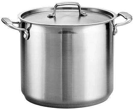 Stainless Steel Stock Pot with Stainless Steel Lids- Deep Two Tone Silver Pot, Induction Base (30 cm Diameter - 20 Litre)