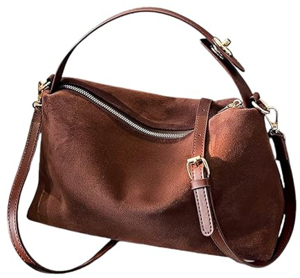 Amexo Handtasche Damen klein Hobo Bag Elegant Umhängetasche Y2K Shoulder Bag for Women PU Leder Schultertasche Damen Klein Handtaschen mit Reißverschluss Coole Sachen für Teenager Mädchen (Braun)