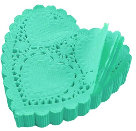 Papierdeckchen, 10,2 cm, Herzform, Valentinstagsdeckchen, Spitzendeckchen, Papier für Bastelarbeiten, Valentinstag und Hochzeitsdekorationen, Blau, 250 Stück
