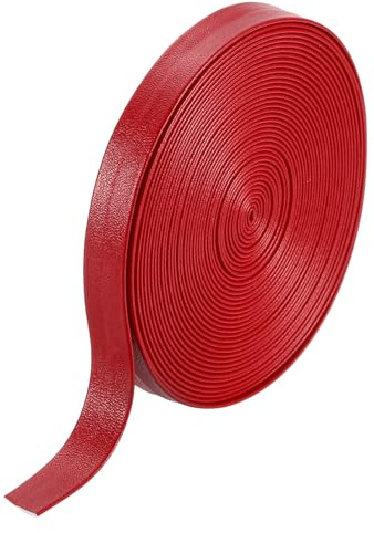 QUARKZMAN 5 Iarde 10mm Strisce Pelle Sintetica PU, Rotolo Cinghia Pieghevole Doppia Faccia Pelle Sintetica per Progetti Fai Da Te, Rosso