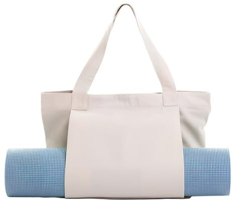 Zimoer Sporttasche Damen Yogatasche Groß Leinen Tragetasche für Yogamatten Yoga-Zubehör Aufbewahrungstasche für Yogamatte Fitnesstasche Gym Tasche Trainingstasche für Sport Reise Yoga (Beige)