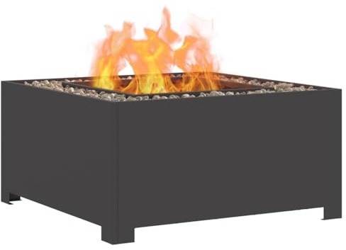 vidaXL Eldstad Svart 80 x 80 x 40 cm Stål, Trädgård och altan, Industriell brasa, Utomhusvärme, Snygg och portabel, Rostbeständig, Fyrkantiga funktioner