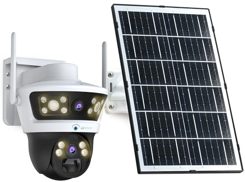 4G LTE【Doppeltes Objektiv】PTZ Solar Überwachungskamera mit SIM Karte außen, 7W Solarpanel, 18000mAh Akku 4MP, 2-Wege Audio, KI Bewegungserkennung, Farb Nachtsicht, Auto Tracking AOV 24/7 Daueraufnahme