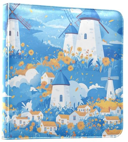Libro de fotos de dibujos animados azul eléctrico con diseño de molino de viento, páginas autoadhesivas, 2 unidades de 10,2 x 15,2 cm, libro de fotos