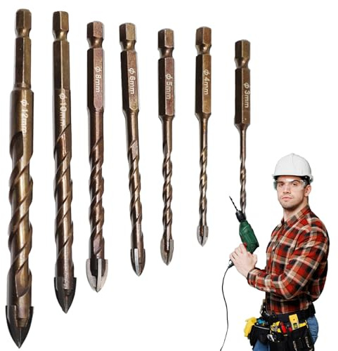 Brocas Para Concreto De Mampostería - Brocas Para Albañilería Y Ladrillo | Set De 7 Brocas Resistentes Para Cerámica Granito Metal Madera Plomería Yeso Vidrio Y Construcción