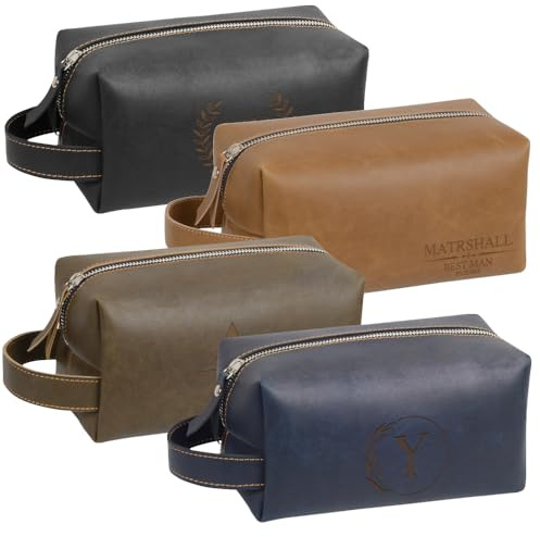 Personalisierter Kulturbeutel Herren zum Aufhängen | Lasergraviert mit Name & Text, Leder Kulturtasche Waschtasche als Vatertag personalisierte Geschenke für Papa, Opa, Männer