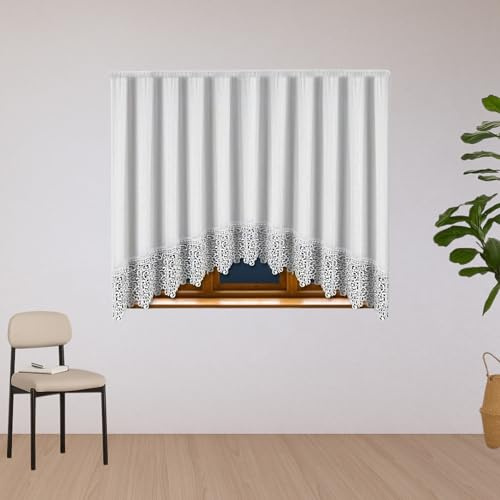 DRAPELLA Gardinen Wohnzimmer Virginia 400x175cm Lang - Vorhänge Wohnzimmer Halbtransparent in Weiß Farben - Schön Gardine Vorhang für Schlafzimmer