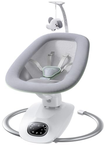 Momcozy CocoSway Babywippe, elektrische 3D-Motion, 6 Bewegungen & 4 Stufen, Fernbedienung, 8 Wiegenlieder, ab Geburt bis 9 kg.