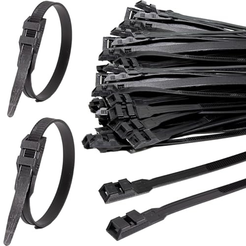 FamlTol Serre Cable Noir 260 × 9 mm Collier de Serrage Plastique 100 Pièces Nylon Résistant aux UV Double-Verrouillage 90 kg de Traction pour Cable Management Industrie & DIY Jardin