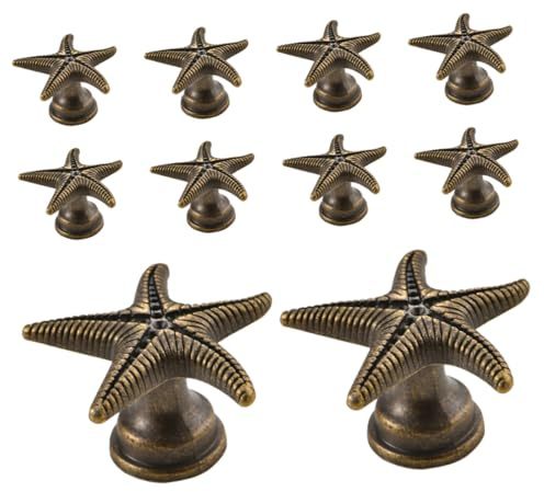 EXHUMKY Dekorative Schrankknöpfe Seesternform aus Legierung 10 Stück im Retro Stil Praktisch und Bruchfest für Schubladen und Kleiderschränke bei Heimdekoration