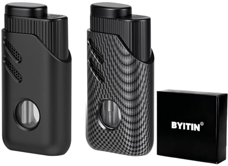 Byitin Triple Jet Flame Lighter, 2 Pack Windproof Lighters, Refillable Butane Gas Lighters, lighters multipack, Adjustable Flame with ease, Gifts for Men (Without Gas)