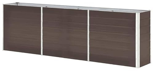 Bancal de acero galvanizado 240 x 40 x 77 cm para jardín, duradero y resistente a la intemperie, ideal para cultivo de verduras y parterres, altura práctica