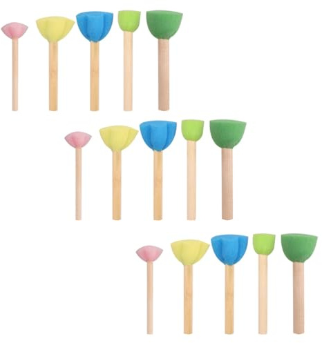 JOINPAYA Lot de 15 Tampons Éponge Peinture pour Garçon et Filles Motifs Champignon Éponge à Peindre Réutilisable Matériel Artistique Créatif pour Activités Manuelles et Dessin