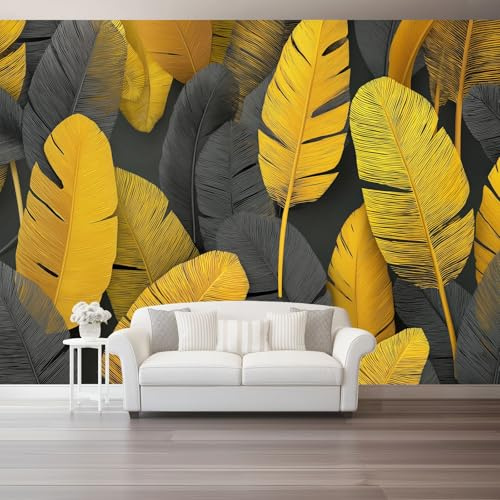 Generico Carta da Parati 150 x 105 cm（WxH, Arti Decorative Piante Foglie Di Banano Decorazione da Parete Carta Parati Soggiorno Camera Letto Nero