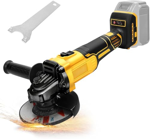 Cordless Angle Grinder Compatible with Dewalt 18V/20V Battery, 4-1/2 Brushless, 9000 RPM, 3 Variable Speeds for Cutting, Grinding, and Polishing (Battery Not Included)