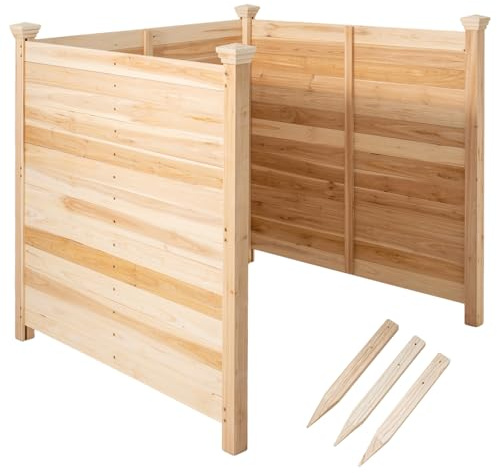 COSTWAY Recinzione Giardino 3 Pannelli Legno Massello | Recinto da Esterno per Copri Bidoni, Condizionatore e Attrezzature da Terrazza e Cortile, Naturale