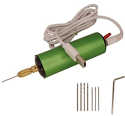 FTVOGUE Taladro Eléctrico con Tornillo de Banco, Mini Taladro Manual de Aleación de Aluminio con 8 Puntas, Microherramienta de Carga USB de 10000 RPM, para Joyería de Resina, Artesanía, Escultura de