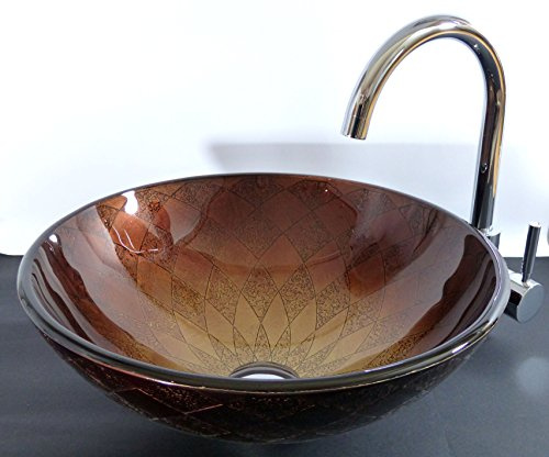 Nero Aufsatz Glas Waschbecken Siena braun 42cm rund Waschtisch