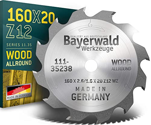 Bayerwald - HM Handkreissägeblatt für Holz - Ø 160 mm x 2,6 mm x 20/16 mm | Wechselzahn (12 Zähne/sehr grob) | ohne Nebenlöcher