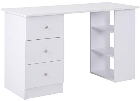 HOMCOM Scrivania Porta PC per Camera con Cassettiera 120x49x72cm Bianco