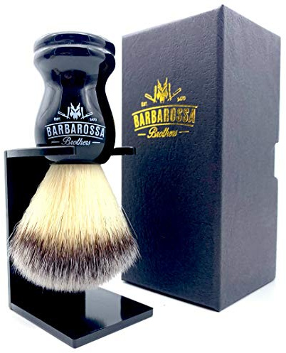 Brocha de afeitar sintética de lujo Silvertip, mango de resina negra, puntas suaves y base firme, cepillo de afeitado de lujo para hombres y mujeres
