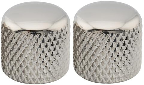 Musiclily Pro Inch Fein 24 Zähne Stahl Potiknopf Push-on Dome Knobs 18mm für USA E-Gitarre oder Bass, Nickel (2 Stück)