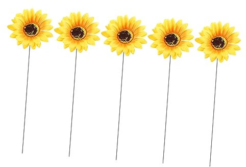 LALAFINA 5 Stück Sonnenblumenstab Für Garten Dekoration Stabiler Sonnenblumenstab Für Gartenstatue Für Draußen Hofdekor Blumenschild Für Außenbereich Naturgetreue Sonnenblumen-Dekoration Fü