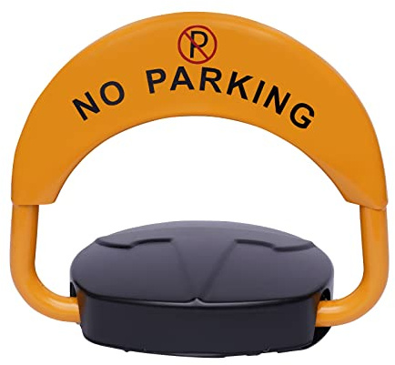 Parkplatzsperre Elektrisch Gelb mit 30M Fernbedienung, Klappbar und Automatik Parkpfosten, für Antikollision, Remote Control Automatic Alarm
