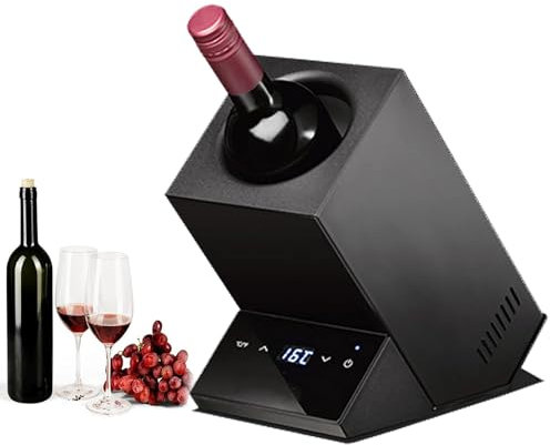 ExoticaBlend Weinkühler, elektrischer Weinkühler, Eimer für 750 ml Rot- und Weißwein oder Champagner, Edelstahl-Einzelflasche, Weinkühler, Eimer, Küche, Wohnung, Wohnmobil,Black