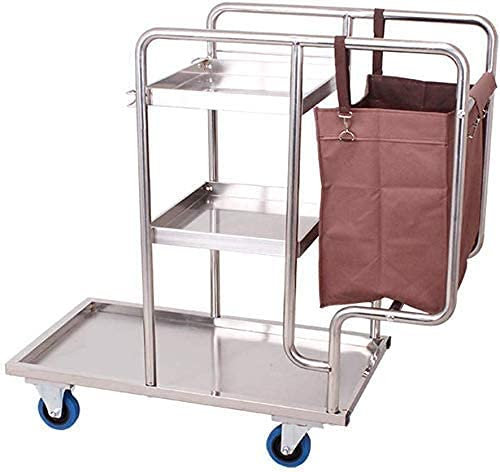CCYENG Aufbewahrungsregal, multifunktional, dick, Reinigungsmaschine, Zimmerservice, geräuschlos, Wäschewagen, Edelstahl, Werkzeugwagen, Hotelzimmer, Reinigung, Auto,