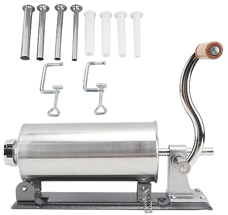 Greensen Manual Sausage Filler Stainless Steel 3L Sausage Filling Machine Horizontal Sausage Machine with 8 Sausage Press Filling Tubes Professional Sausage Making Machine